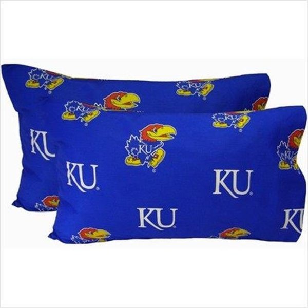 College Covers College Covers KANPCKGPR Kansas Printed Pillow Case- King- Set of 2- Solid KANPCKGPR